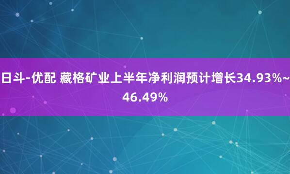 日斗-优配 藏格矿业上半年净利润预计增长34.93%~46.49%